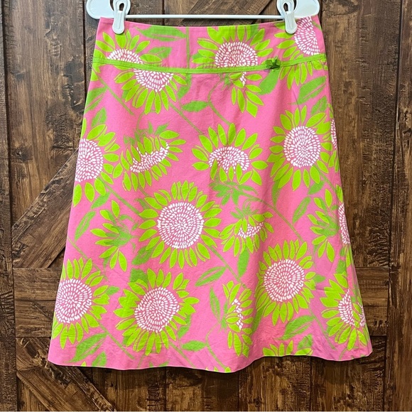 Pink & Green Floral A-Line Skirt, Fun Print, Unique Design,Spring Summer Fashion - Picture 1 of 6